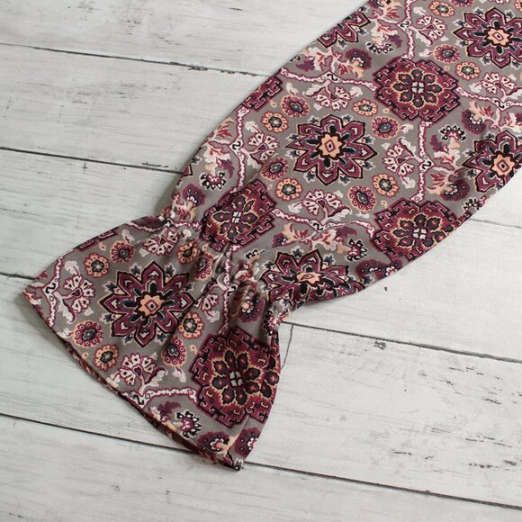 Loft Women's Floral Chiffon Blouse Size S Long Sleeve Ruffle Career Wear - Picture 4 of 6